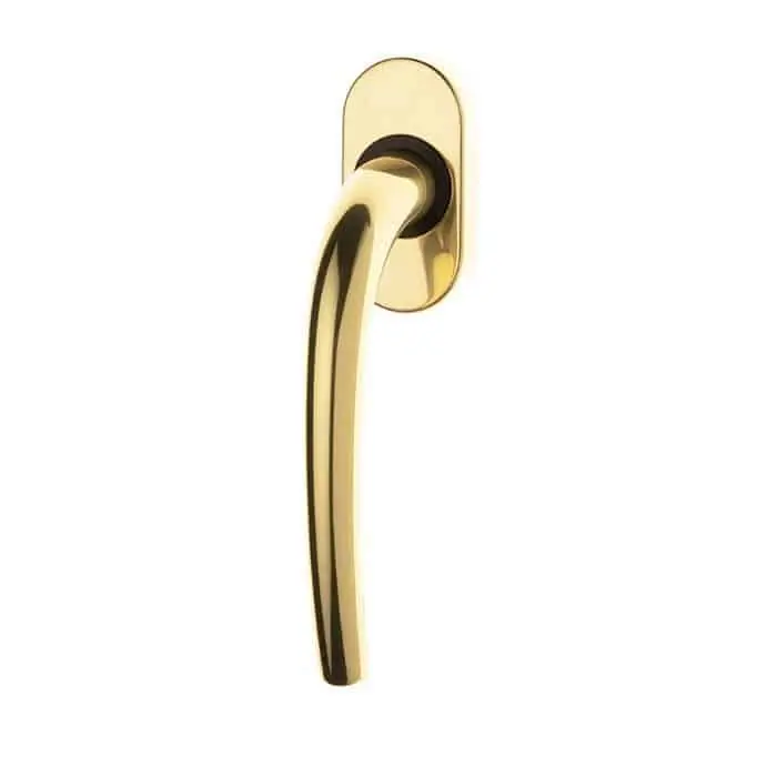 Speciale Aanbieding Maniglia martellina DK Happy 3 per serramento, rosetta ovale 62x32, quadro 7x40, Zalor finitura Oro Lucido Ghi.co