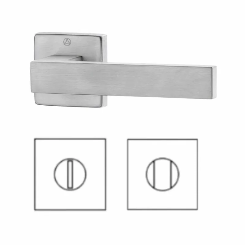 Populair Maniglia Quattro DoorXe per porta, rosetta e nottolino Wc quadra, quadro 8 mm, Zalor finitura Cromo Satinato