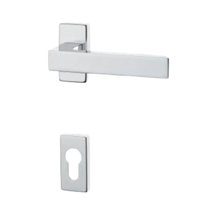 Aanbieding Maniglia Quattro DoorXe per porta, rosetta bocchetta rettangolare foro Yale, quadro 8 mm, Zalor finitura Cromato Lucido