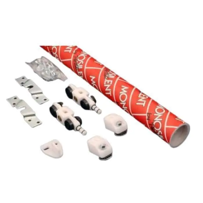 Kit scorrevole KS80/C1AS Pettiti per porta da interni, completo di guarnitura scorrevole e binario da 1900 mm, portata 80 Kg, Alluminio Anodizzato Argento Gereduceerde Prijs