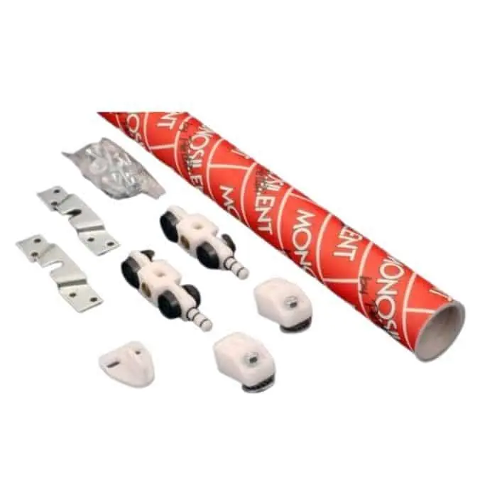 Veilige Betaling Kit scorrevole KS80/C Pettiti per porta da interni, completo di guarnitura scorrevole e binario da 1900 mm, portata 80 Kg, Alluminio Anodizzato Argento