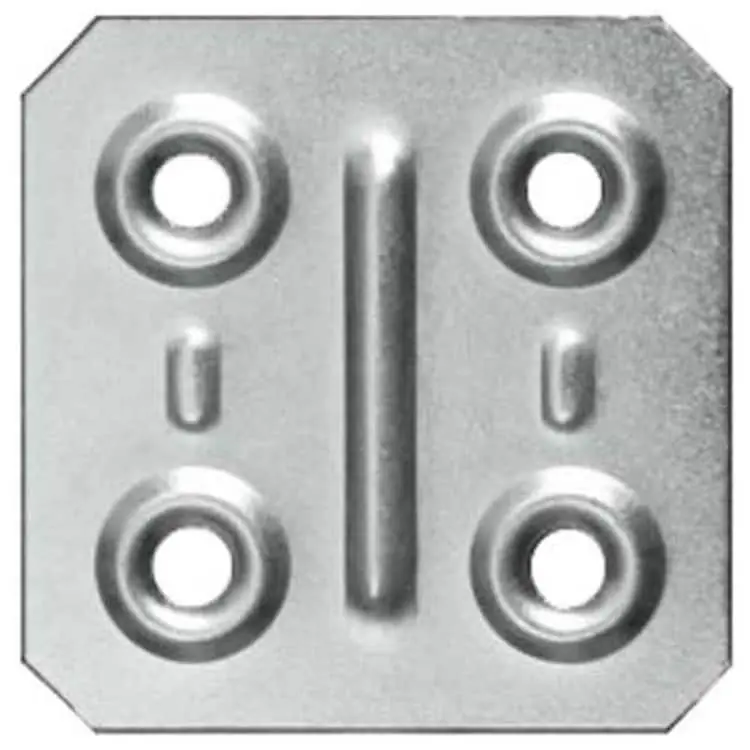 Koopje Piastra giunzione nervata 40x40 mm, 4 fori spessore 1 mm, Rapid 149, finitura Zincato