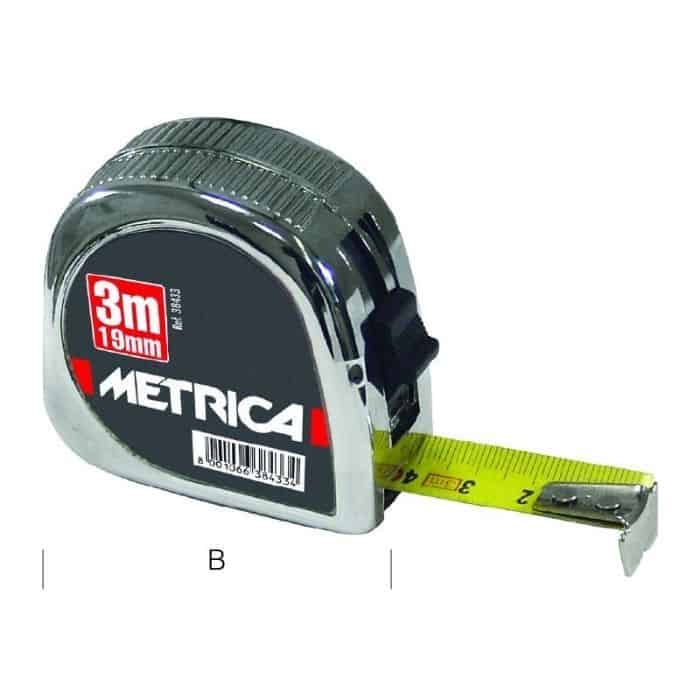 Snelle Levering Flessometro Metrica 38397 da 5 mt, larghezza nastro 25 mm, finitura Cromato