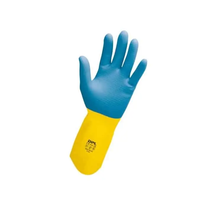 Guanti bicolore in lattice di gomma naturale Icoguanti, taglia L 8, colore Blu e Giallo Rechtstreeks Van De Fabrikant