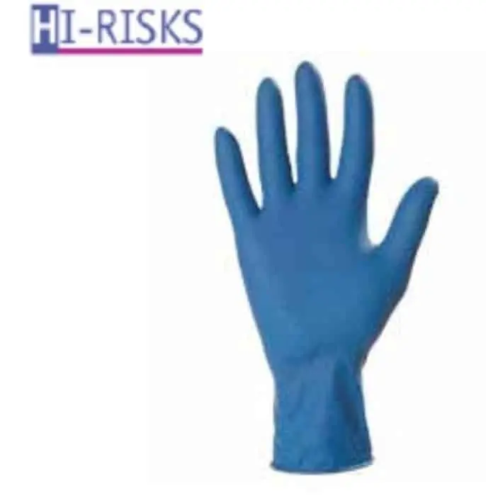 Guanto monouso Hi-Risks, in Lattice gomma naturale, taglia 7, Finitura Blu Merkproduct