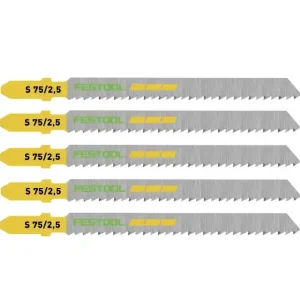 Populair Confezione 5 lame Wood Fine S 75/2,5 Festool per seghetto legno, taglio fine, dimensioni 75x30 mm