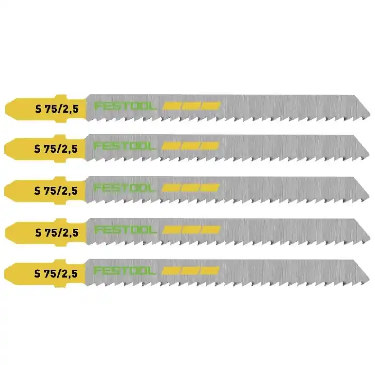 Populair Confezione 5 lame Wood Fine S 75/2,5 Festool per seghetto legno, taglio fine, dimensioni 75x30 mm