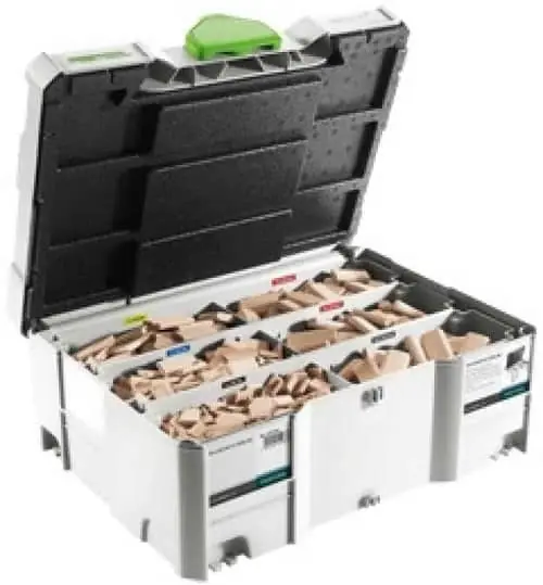 Confezione piastrine di giunzione in legno Domino, assortite 4-5-6-8-10 con frese Hoge Kwaliteit