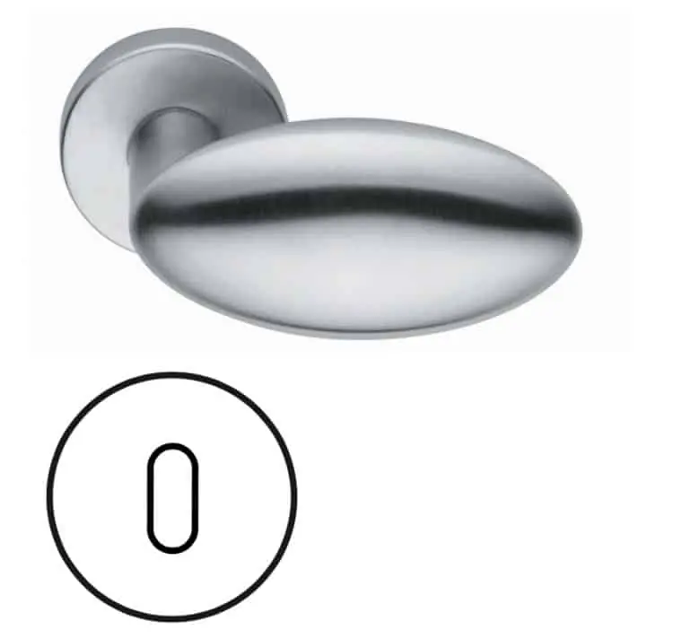 Fusital serie CA Duemilanove H368, Maniglia per porta interna, con rosetta e bocchetta per foro normale, finitura Cromo Satinato Op = Op