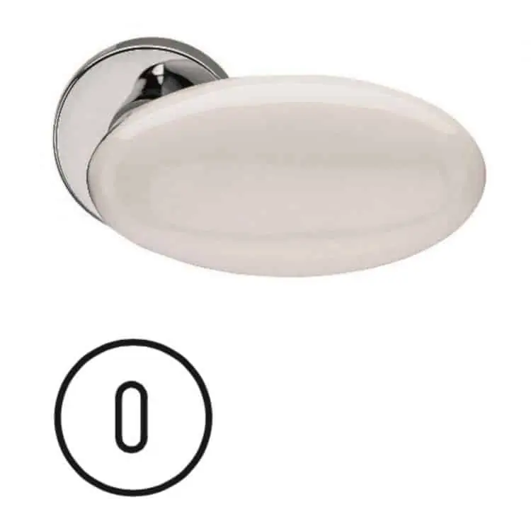 Favoriet Fusital serie G NOVANTA H 315 maniglia per porta interna rosetta bocchetta foro normale Cromo + Porcellana Bianca