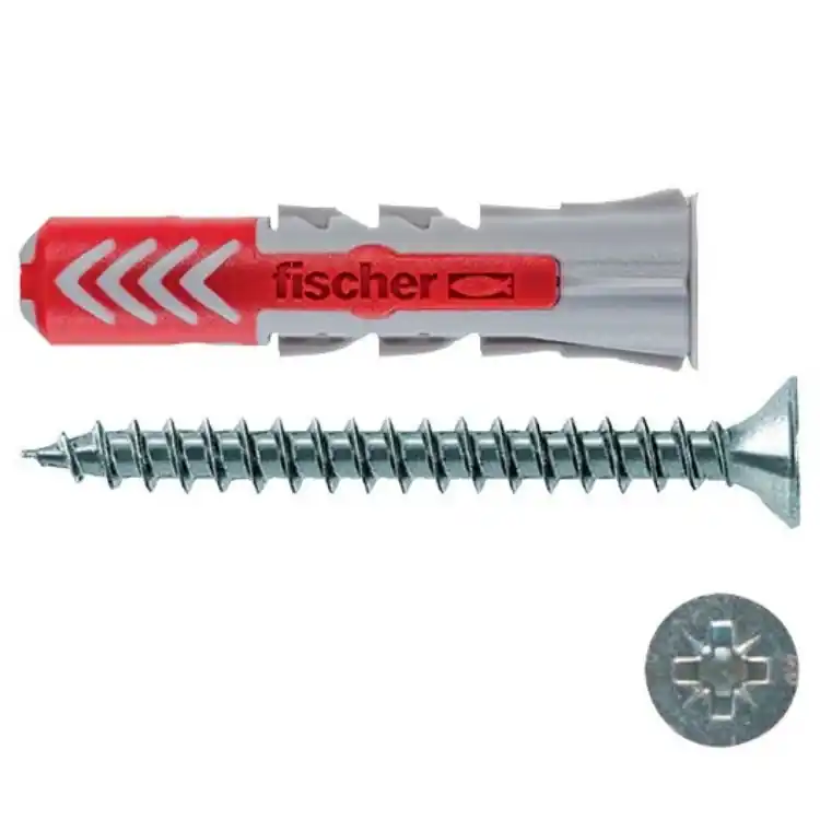 Tassello Duopower S Fischer per materiali da costruzione, diametro 10 mm, lunghezza 50 mm, vite 7x60 mm, materiale Nylon Tijdelijk Beschikbaar