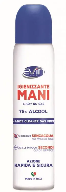 Bestel Nu Igienizzante spray Evin per mani, volante, piano di lavoro, 75% alcool, 100 ml