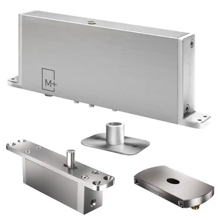 Kit System M32+ SCB FritsJurgens per porta a bilico, con chiudiporta integrato 125 gradi, classe B, piastra rettangolare, finitura Inox Satinato Exclusieve Aanbieding