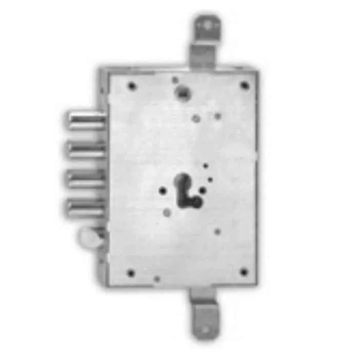 Serratura 668G-73 Fiam per porta blindata, con catenaccio e scrocco, entrata 73 mm, dimensioni 28x3,5 mm, colore Zincato Hoge Kwaliteit