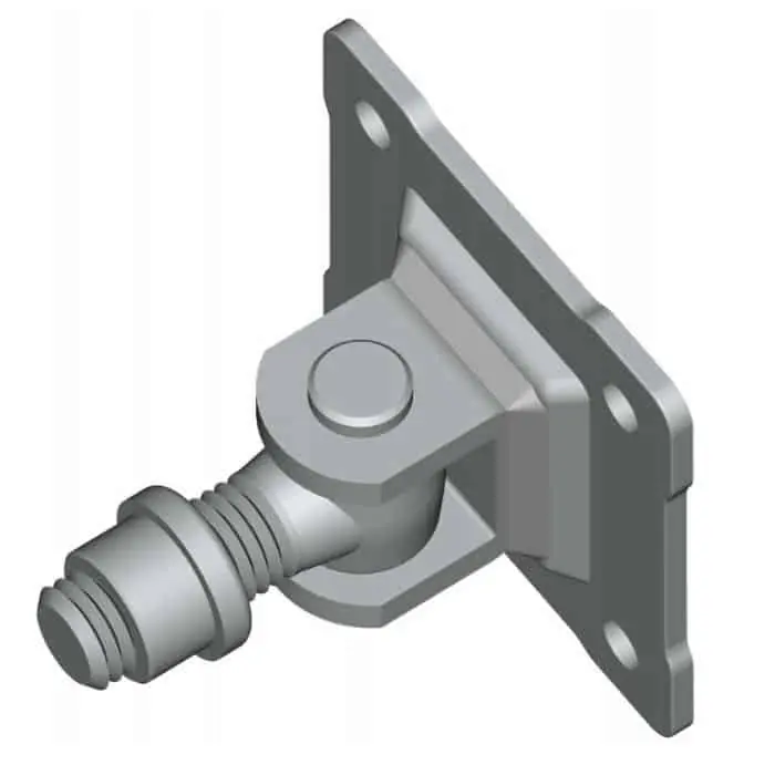 Cardine con piastra a vite 233.22 Fac per cancello ad anta, filetto M22, regolabile 55-86 mm, Acciaio finitura Zincato Lage Kosten