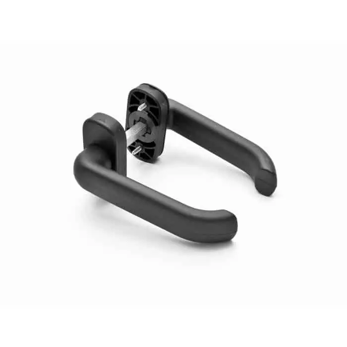 Maniglia Esin Plast Tata Ribassata in Resina, con borchia ovale e molla di ritorno, lunghezza 118 mm, colore Nero Direct Verzonden