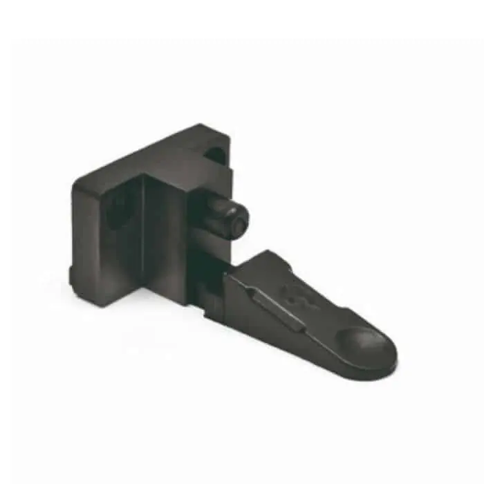 Veilige Betaling Fermaimposte Mini Grillo in Nylon Esin Plast, automatico per terza anta, lunghezza 69 mm, finitura Nero