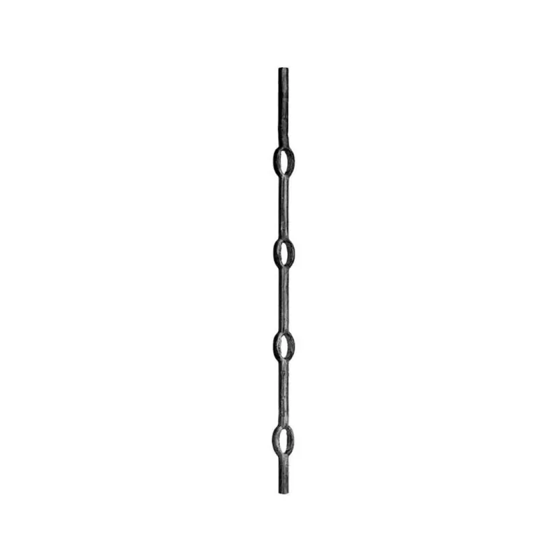 Laatste Versie Barra forata tonda 607/2 India per ringhiera, 13 fori ovali interasse 150 mm, sezione 16 mm, lunghezza 2000 mm, materiale Ferro Battuto