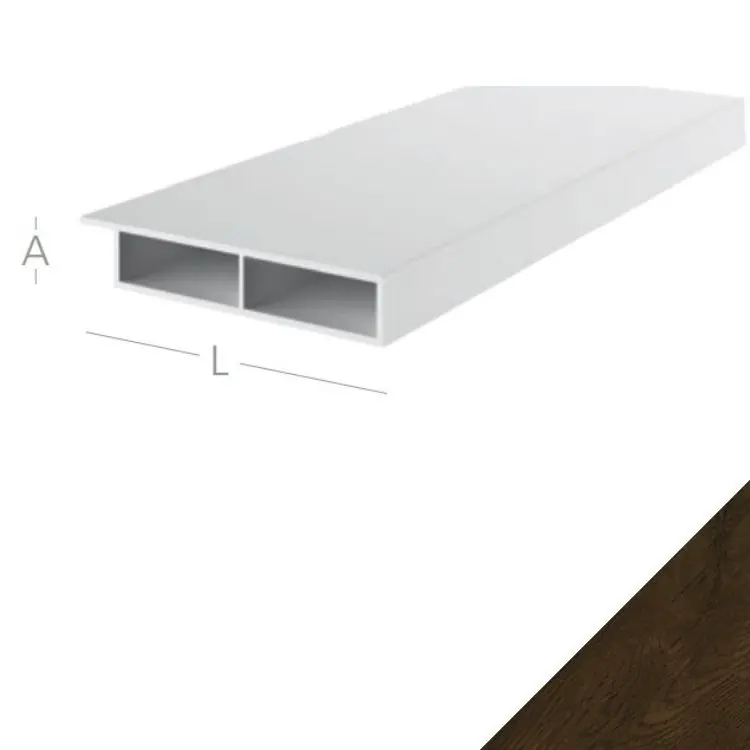 Coprifilo Scatolato Exte in Pvc per serramento interno ed esterno, con baffo esterno, misure 50x7 mm, finitura Nussbaum Gecertificeerd