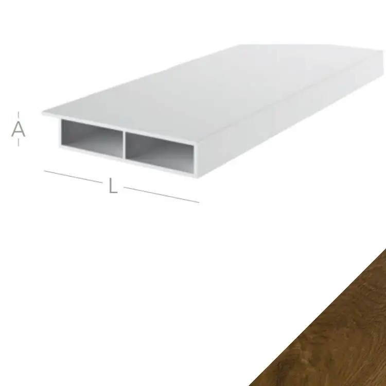 Uitverkoop Coprifilo Scatolato Exte in Pvc per serramento interno ed esterno, con baffo esterno, misure 50x7 mm, finitura Golden Oak