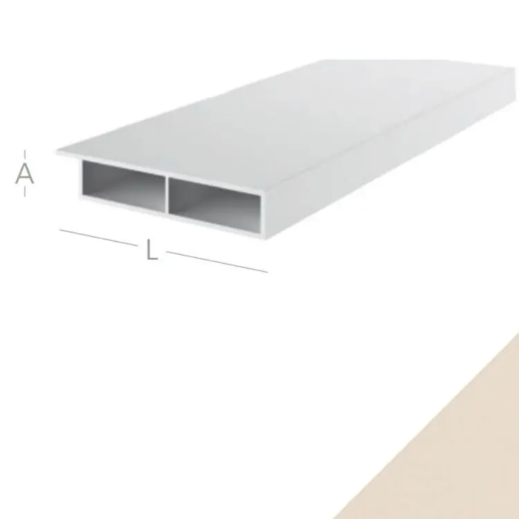 Coprifilo Scatolato Exte in Pvc per serramento interno ed esterno, con baffo esterno, misure 50x7 mm, finitura Creme Koop Vandaag