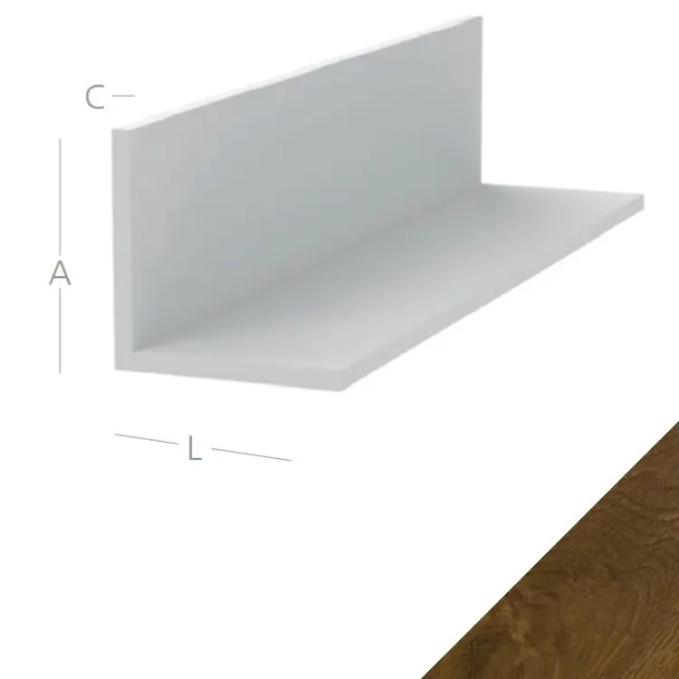 Fabrieksprijs Coprifilo Angolo Exte in Pvc per serramento interno ed esterno, misure 30x30x2,5 mm, finitura Golden Oak