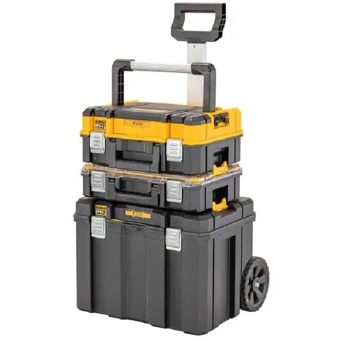 Tstak Tower I Kit Tstak Dewalt per attrezzi, vasca con ruote e impugnatura telescopica + Tstak V + Tstak I Bestel Nu