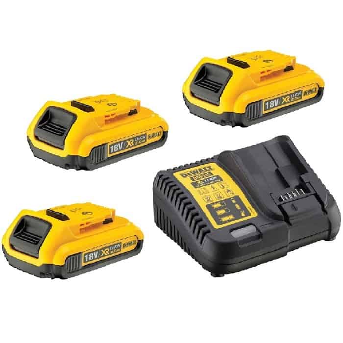 Voordeelprijs Starter Kit Dewalt caricabatteria 4A + 3 batterie 18 V XR 2 Ah