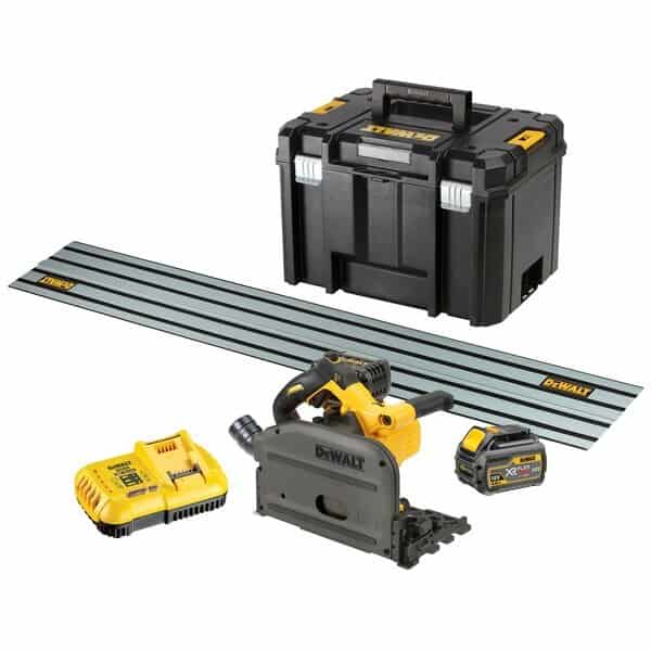 Gereduceerde Prijs Sega ad affondamento DeWalt a batteria XR Flexvolt, motore 54 V, diametro lama 165 mm, lunghezza guida 1,5 m