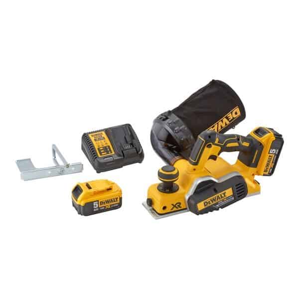 Pialletto DeWalt a batteria, motore Brushless 18 V, larghezza piallatura 82 mm, con sistema aspirazione Rechtstreeks Van De Fabrikant