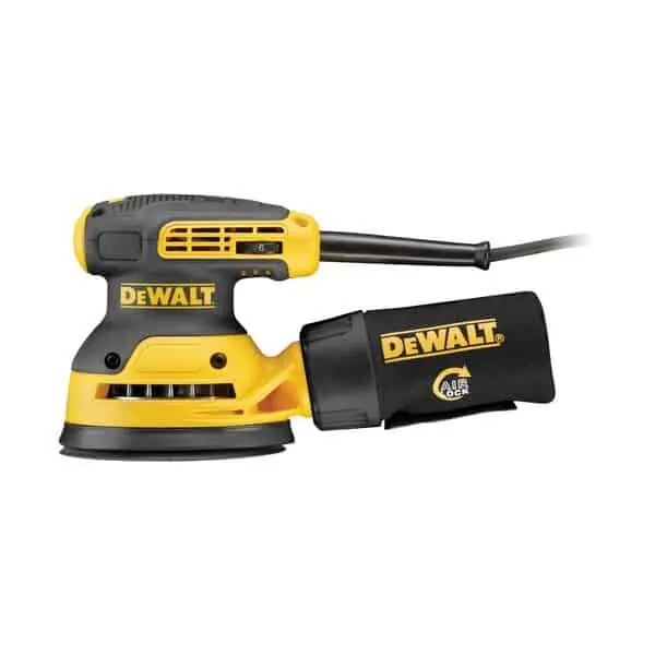 Premium Levigatrice roto-orbitale con motore 280 W DeWalt per legno, platorello 125 mm, diametro orbita 2,6 mm