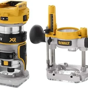 Elettrofresatrice con adattatore base fissa DeWalt, motore Brushless 18 V, senza batteria e caricabatteria Beperkt Aanbod