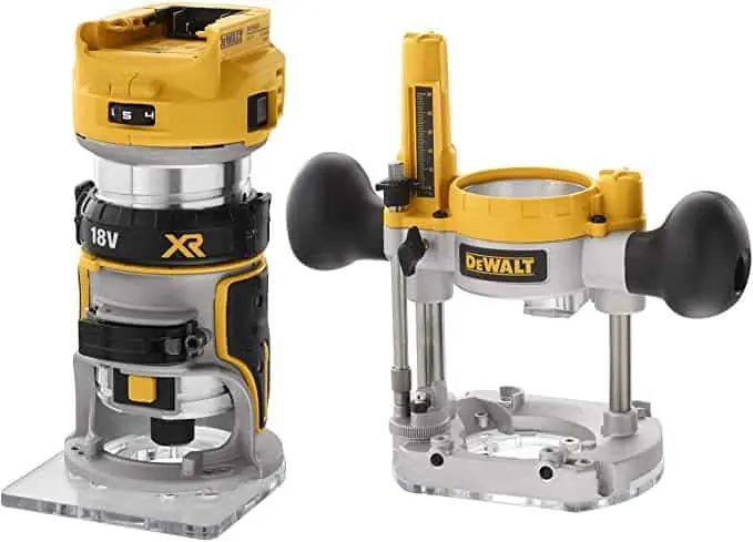 Elettrofresatrice con adattatore base fissa DeWalt, motore Brushless 18 V, senza batteria e caricabatteria Beperkt Aanbod