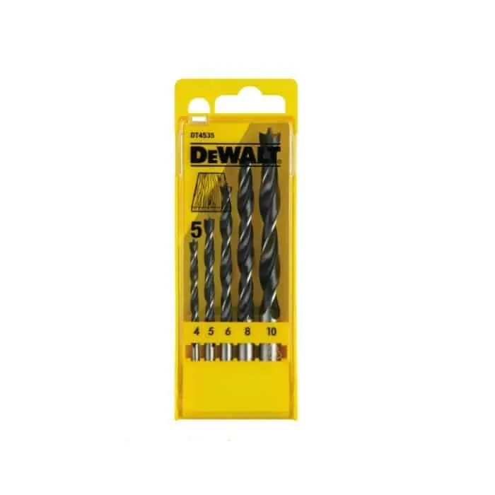Set punte Dewalt in acciaio per legno, diametro 4, 5, 6, 8 e 10 mm, finitura Cromo Vanadio Speciale Aanbieding