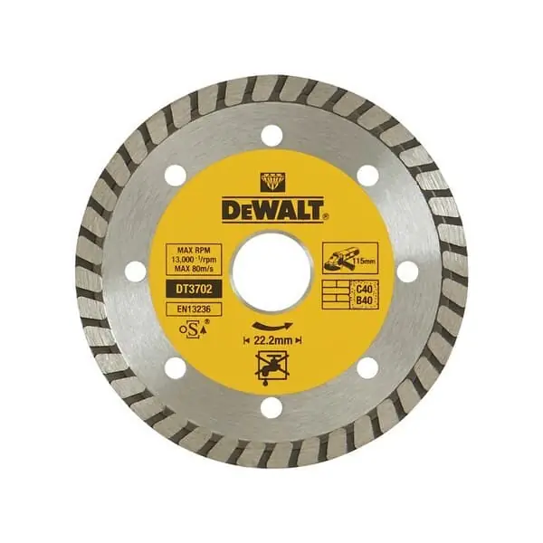 Disco turbo a corona continua DeWalt per pietra, diametro 115 mm, foro 22,2 mm Speciale Aanbieding