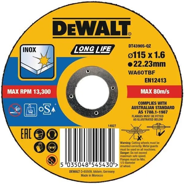 Disco abrasivo per taglio acciaio inox DeWalt per smerigliatrice, diametro 115 mm, spessore 1,6 mm Nu Kopen
