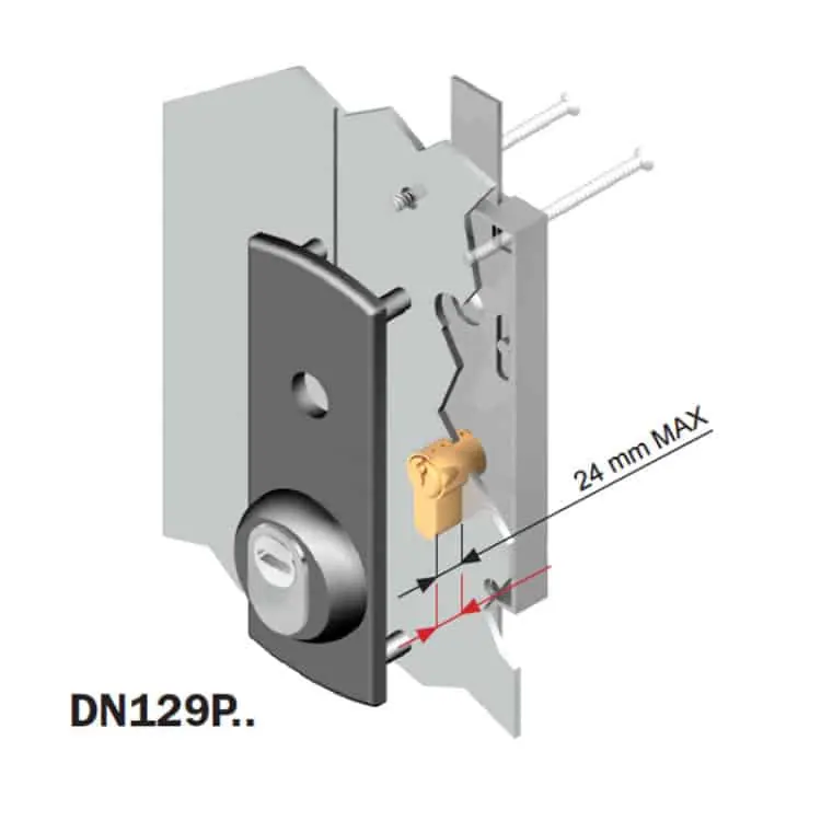 Sicurezza basculante DISec serie DN129P placca 170x60 mm con cilindro europeo interasse 60 mm Dagaanbieding