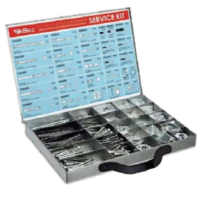 Valigetta accessori per manutenzione serrature Disec in Acciaio inox, dimensioni 430x290x55 mm Fabrieksprijs