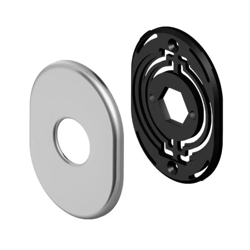 Rosetta interna KT089O Disec per porta blindata, foro maniglia, dimensioni 85x65 mm, Ottone finitura Cromo Satinato Gereduceerde Prijs