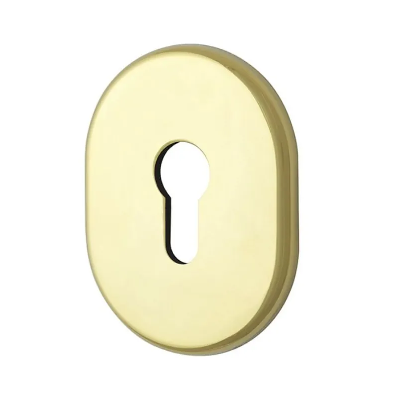 Mostrina ovale KT036 Disec per cilindro foro Yale, dimensioni 65x85 mm, Ottone finitura Lucido Verniciato Weekendaanbieding