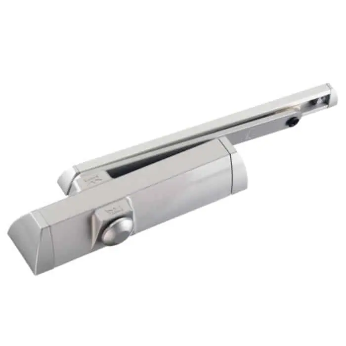 Chiudiporta aereo a camma TS 90 Impulse Dormakaba per porta battente, forza di chiusura EN 3/4, braccio a slitta, finitura Argento Betrouwbaar