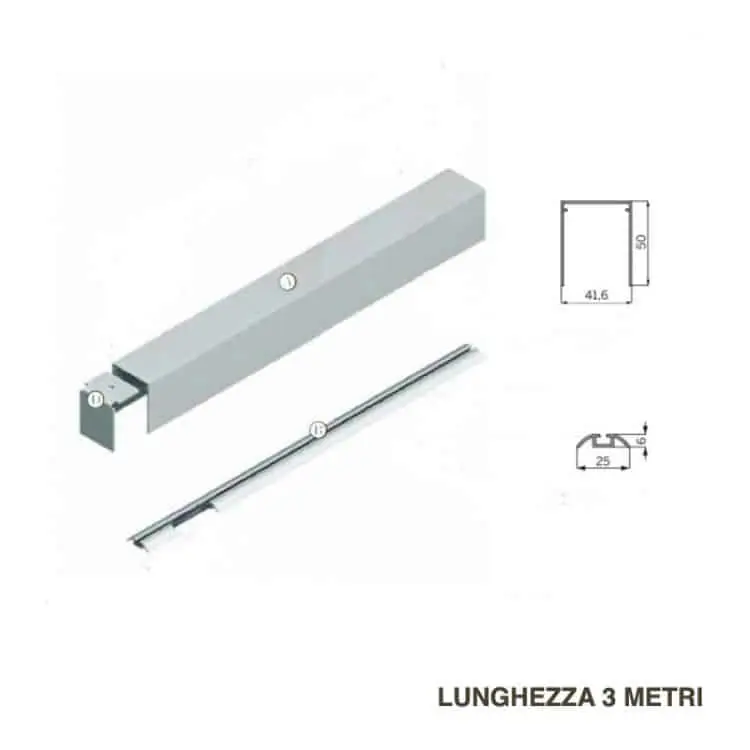 Kit componenti BINARIO per porta scorrevole, da appoggio a parete e a terra, lunghezza 3000 mm per 1 ANTA Must-Have