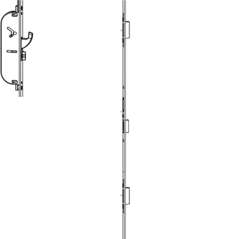 Asta scontri 224651 Maico per serrature 3 chiusure K+980, Destro, lunghezza 2200, frontale 24x6 mm, scostamento 13, finitura Argento Bestseller