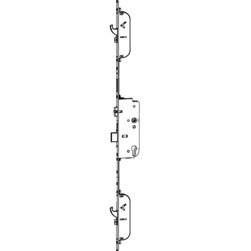 Alleen Vandaag Serratura autobloccante 3 chiusure 245016 Maico, interasse 92 mm, foro yale entrata 65 mm, dimensione 20x2200, con 2 scrocchi-ganci, finitura Argento