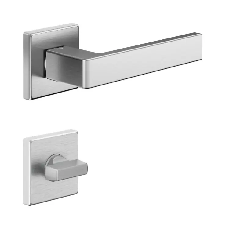 Weekendaanbieding Maniglia Q Style DoorXe 264/14-Z per porta WC, rosetta quadra 50x7 mm, Zama finitura Cromo Satinato