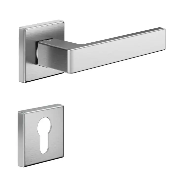 Gereduceerde Prijs Maniglia Q Style DoorXe 264/14-Z per porta, rosetta quadra 50x7 mm foro Yale, Zama finitura Cromo Satinato