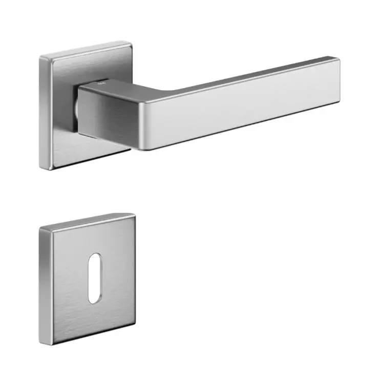 Merkproduct Maniglia Q Style DoorXe 264/14-Z per porta, rosetta quadra 50x7 mm foro Patent, Zama finitura Cromo Satinato