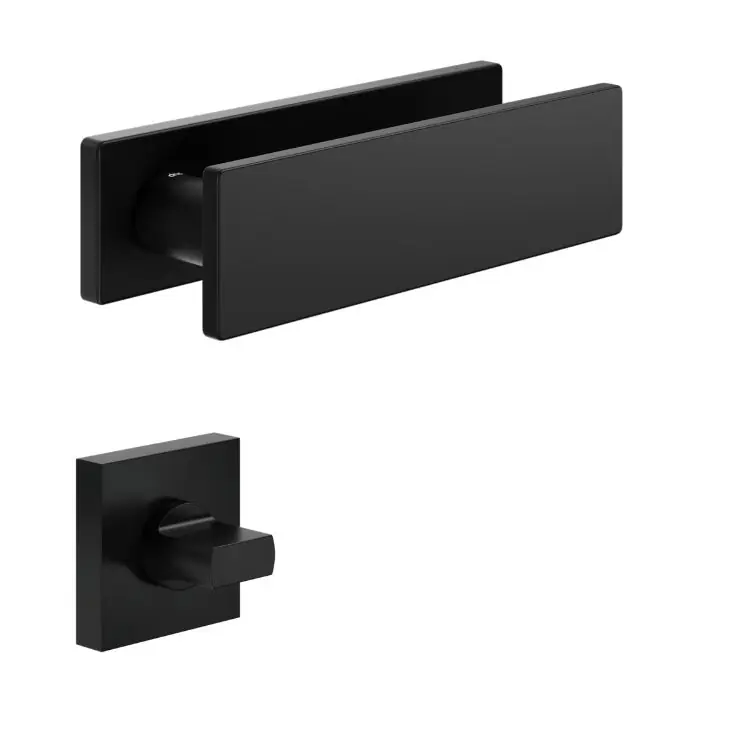 Maniglia Due DND DU11T per porta, rosetta rettangolare 146x40x9 mm con nottolino Wc, Ottone finitura Nero Fabrieksprijs