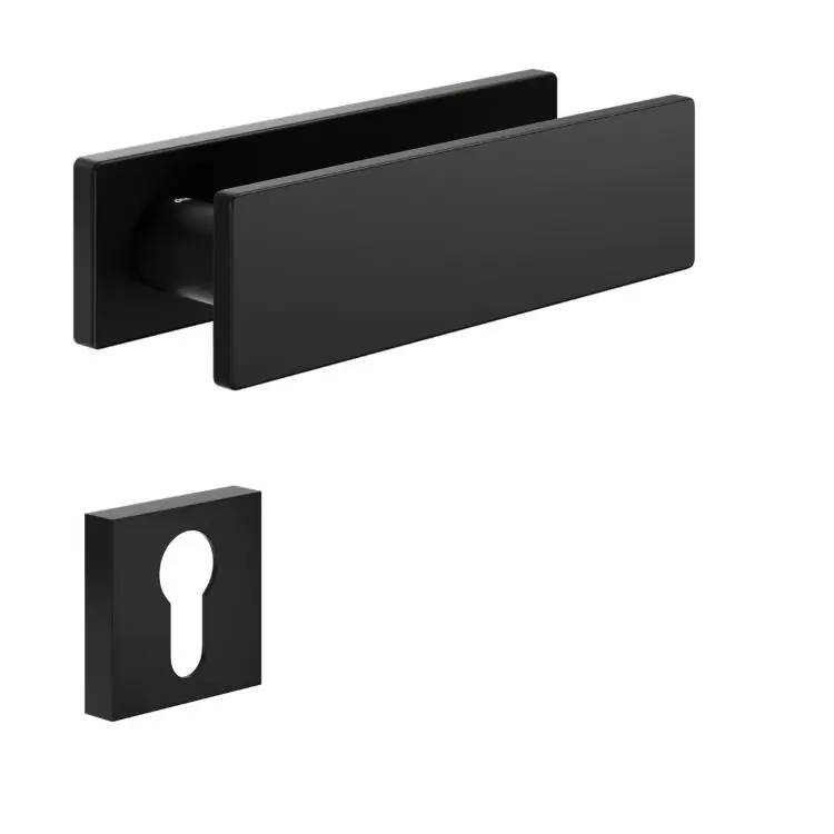 Superprijs Maniglia Due DND DU11Y per porta, rosetta rettangolare 146x40x9 mm, foro Yale, Ottone finitura Nero