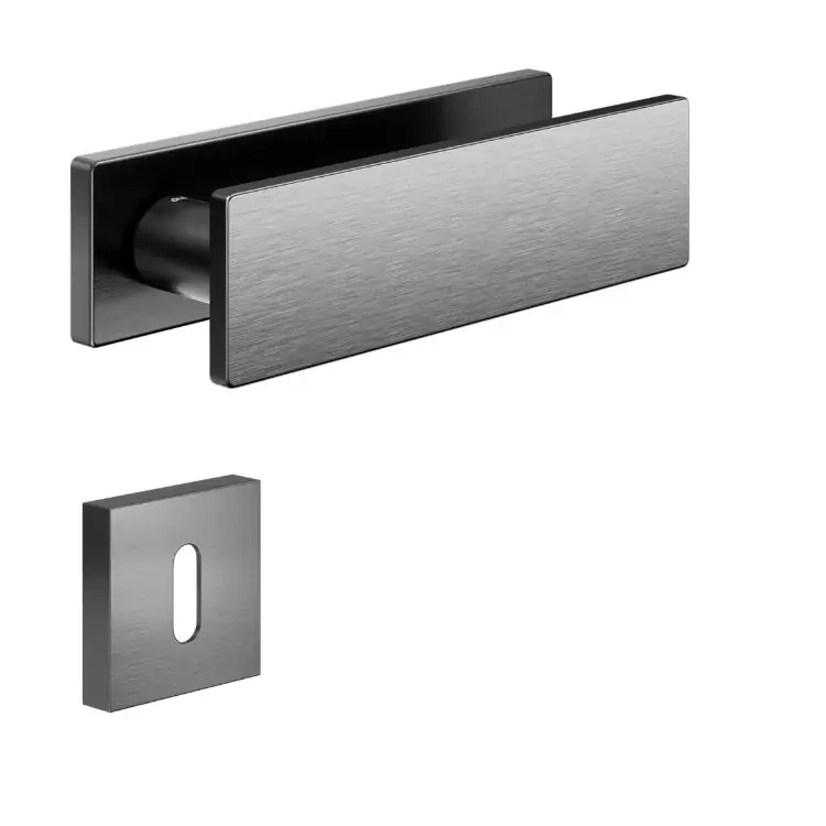 Beperkte Voorraad Maniglia Due DND DU11P per porta, rosetta rettangolare 146x40x9 mm, foro Patent, Ottone finitura Grafite Satinato